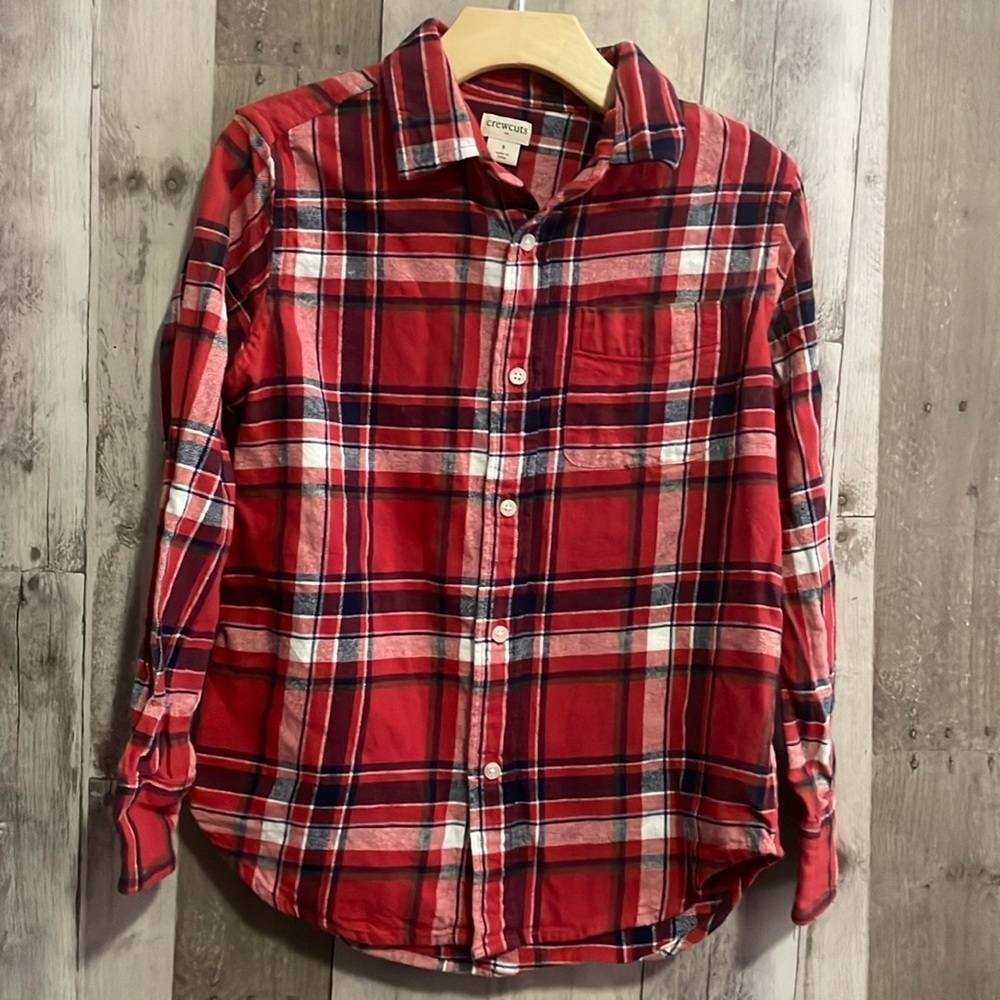 Crewcuts Long Sleeve Plaid Button-down Flannel Shirt  size 8